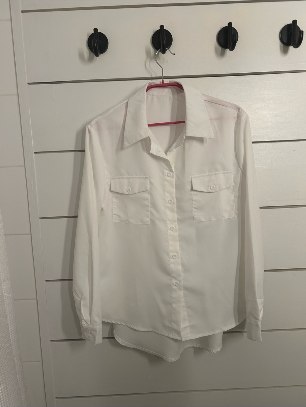 SHEIN White Button Down Shirt Women’s Size: M | High Low | 2 Pocket